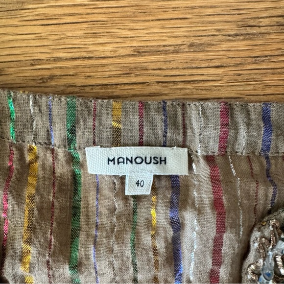 Manoush US 8 Sheer Maxi Kaftan Dress Embroidered Striped PomPoms Sequins - Picture 3 of 13